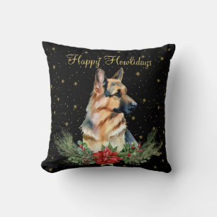 Watercolor Cute Dog Happy Howlidays Cushion