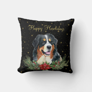Watercolor Cute Dog Happy Howlidays Cushion