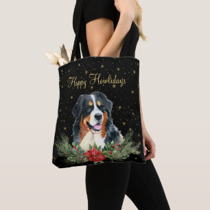 Watercolor Cute Dog Happy Howlidays Tote Bag