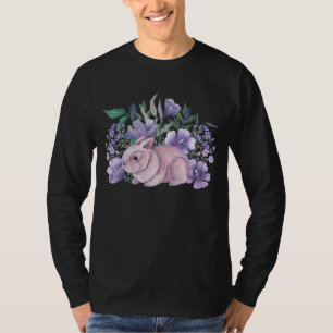 Watercolor Cute Easter Bunny Vintage Style Flowers T-Shirt