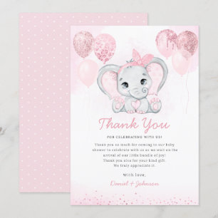  Watercolor Cute Elephant Baby Shower Thank You  Invitation