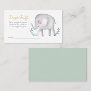 Watercolor Cute Elephant Diaper Raffle Enclosure Card