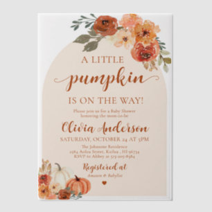 Watercolor Cute Fall A Little Pumpkin Baby Shower  Vellum Invitations