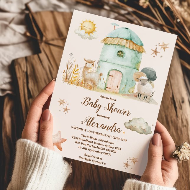 Watercolor Cute Farm Animals Barnyard Baby Shower Invitation (Creator Uploaded)