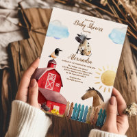 Watercolor Cute Farm Animals Barnyard Baby Shower