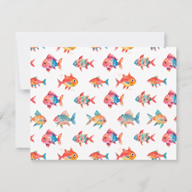 Watercolor Cute Fish Personalise Stationery  Card (Back)