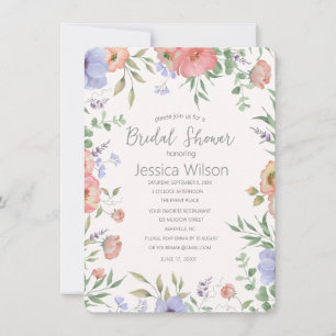 Watercolor Cute Floral Meadow  Bridal Shower Invitation