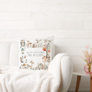 Watercolor Cute Forest Animals Cushion