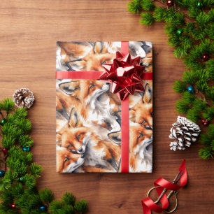 Watercolor Cute Foxes Fox Animal Wildlife Nature Wrapping Paper