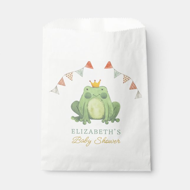 Watercolor Cute Frog Baby Shower Favour Bags (Front)