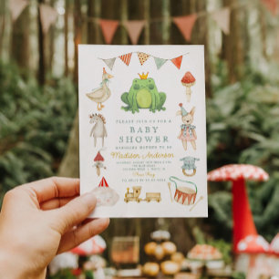 Watercolor Cute Frog  Baby Shower Invitation