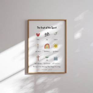 Watercolor cute fruit of the spirit poster