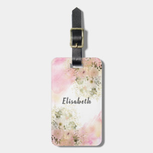 Watercolor Cute girly boho floral personalised Lug Luggage Tag