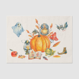 Watercolor Cute Happy Halloween Gathering Tissue Paper
