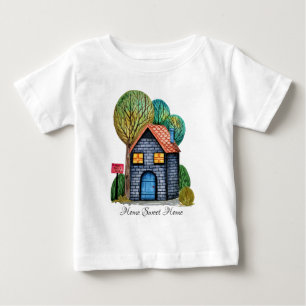 Watercolor Cute Home Sweet Home Art Baby T-Shirt