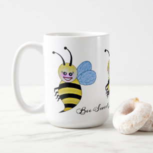 Watercolor Cute Honey Bee With Happy Smile Coffee Mug
