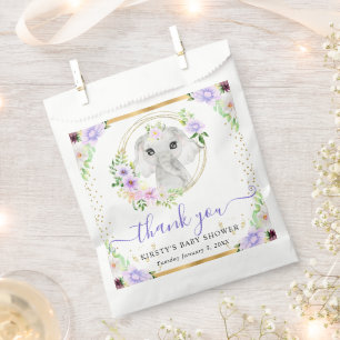 Watercolor Cute Jungle Elephant Floral Baby Shower Favour Bags