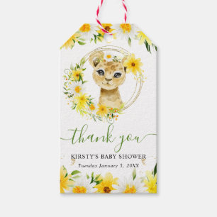Watercolor Cute Jungle Lion Floral Baby Shower Gift Tags