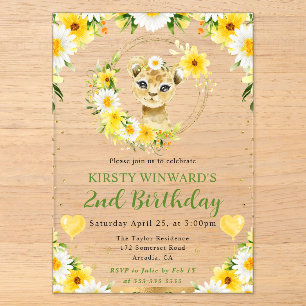 Watercolor Cute Jungle Lion Kids Birthday Acrylic Invitations
