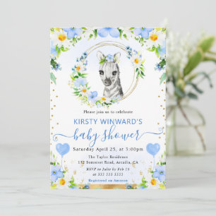 Watercolor Cute Jungle Zebra Baby Shower Invitation