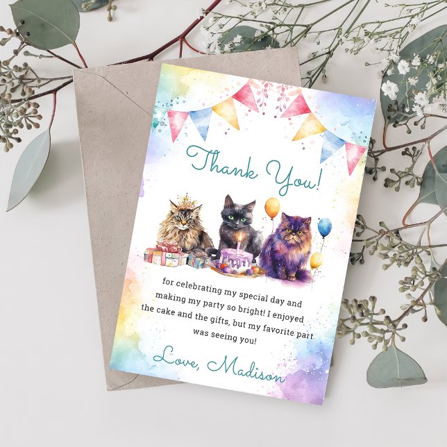 Watercolor Cute Kitty Cat 1st Birthday  Invitation (Creator Uploaded)