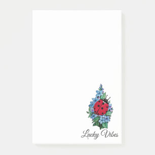 Watercolor Cute Ladybird With Blue Wild Flowers Post-it Notes