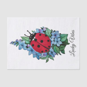 Watercolor Cute Ladybird With Blue Wild Flowers Tissue Paper