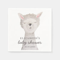 Watercolor cute lama. Funny alpaca baby shower