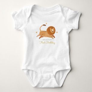 Watercolor cute lion baby bodysuit