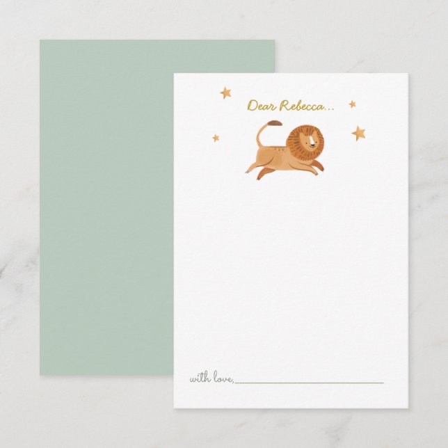 Watercolor Cute lion Time Capsule  Thank You Card (Front/Back)