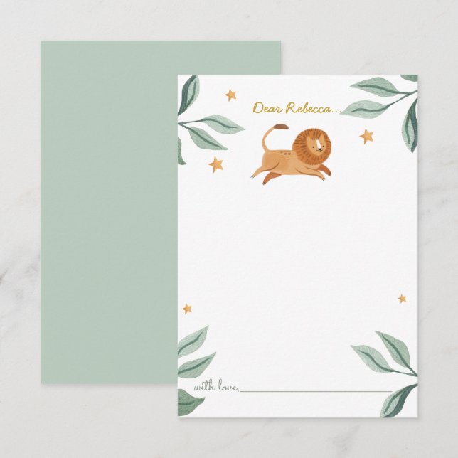 Watercolor Cute lion Time Capsule  Thank You Card (Front/Back)