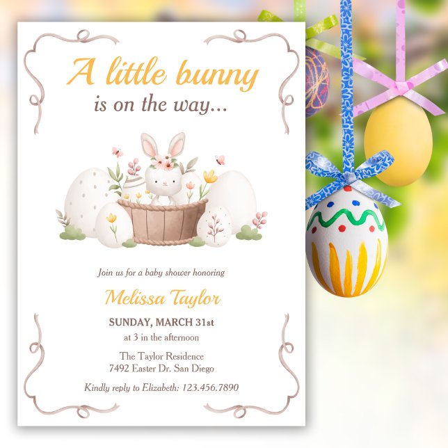 Watercolor Cute Little Bunny Easter Baby Shower Invitation (Creator Uploaded)