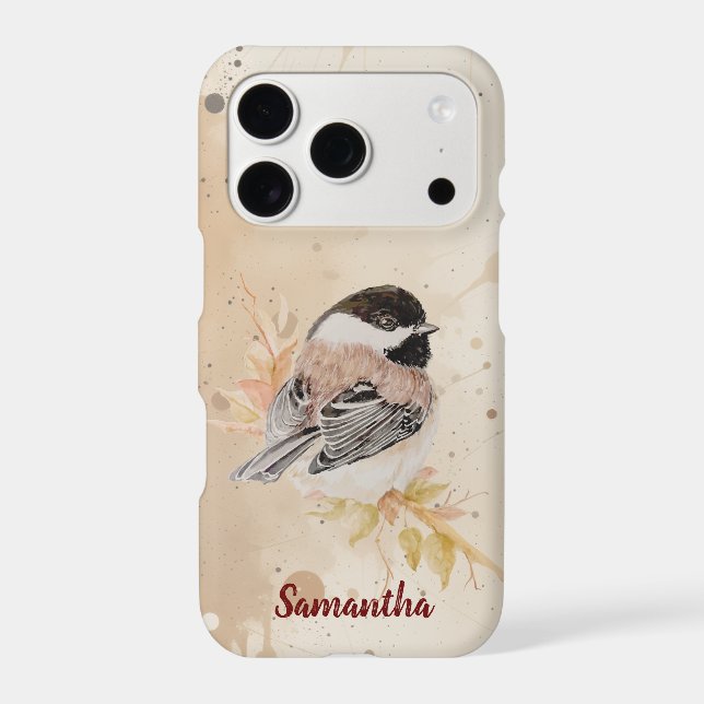Watercolor Cute Little Chickadee Bird Art (Back)