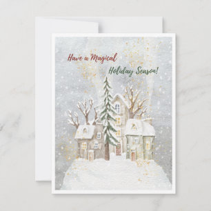 Watercolor cute magical holiday card