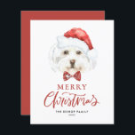 Watercolor Cute Maltese Santa Merry Christmas Card<br><div class="desc">Merry Christmas! Send your holiday wishes to family and friends with this customisable Christmas card. It features a watercolor Maltese dog wearing a Santa hat. Personalise this dog Christmas card by adding your details. This Maltese dog Christmas card is available on other cardstock. Matching items are available.</div>