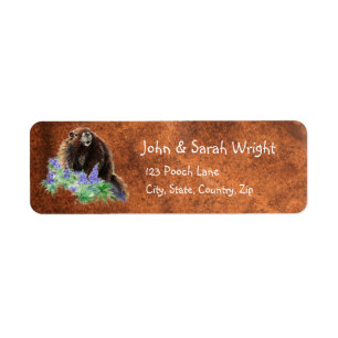 Watercolor Cute Marmot Animal Address
