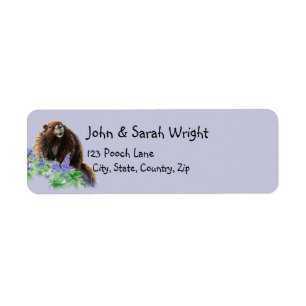 Watercolor Cute Marmot Animal Address Label