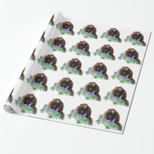 Watercolor Cute Marmot Animal Nature Art Wrapping Paper