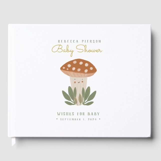 Watercolor Cute Mushroom Guest Book (Front)