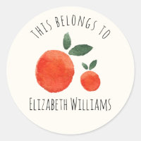 Watercolor Cute Oranges Personalised School 