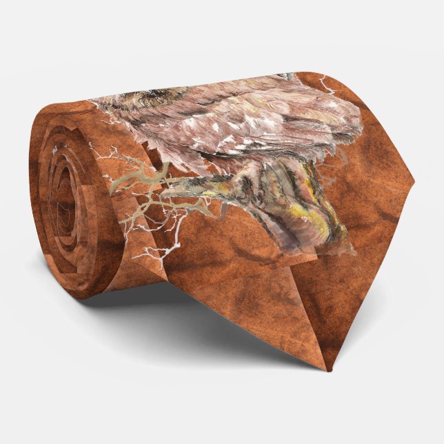 Watercolor Cute Owl Bird Pattern Animal Tie (Rolled)