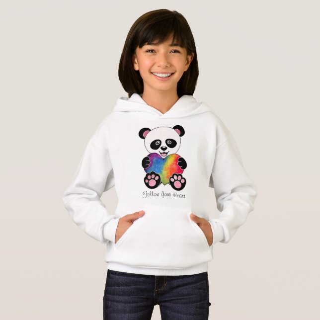 Watercolor Cute Panda With Rainbow Heart (Front Full)