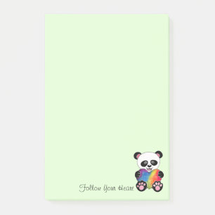 Watercolor Cute Panda With Rainbow Heart Post-it Notes