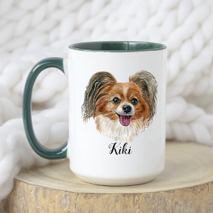 Watercolor Cute Papillon Dog Breed Fun Facts Mug