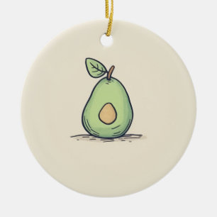 Watercolor Cute Pear Ceramic Tree Decoration