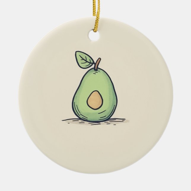 Watercolor Cute Pear  Ceramic Tree Decoration (Front)