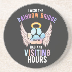 Watercolor Cute Pet Paw Dog Cat Memorial Wings Coaster