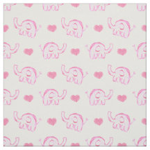 watercolor cute pink elephants and hearts