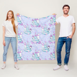 Watercolor Cute Polar Bear and Penguin Christmas Fleece Blanket