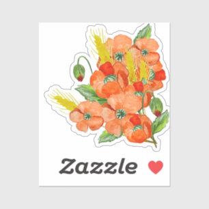 Watercolor cute poppy flowers classic